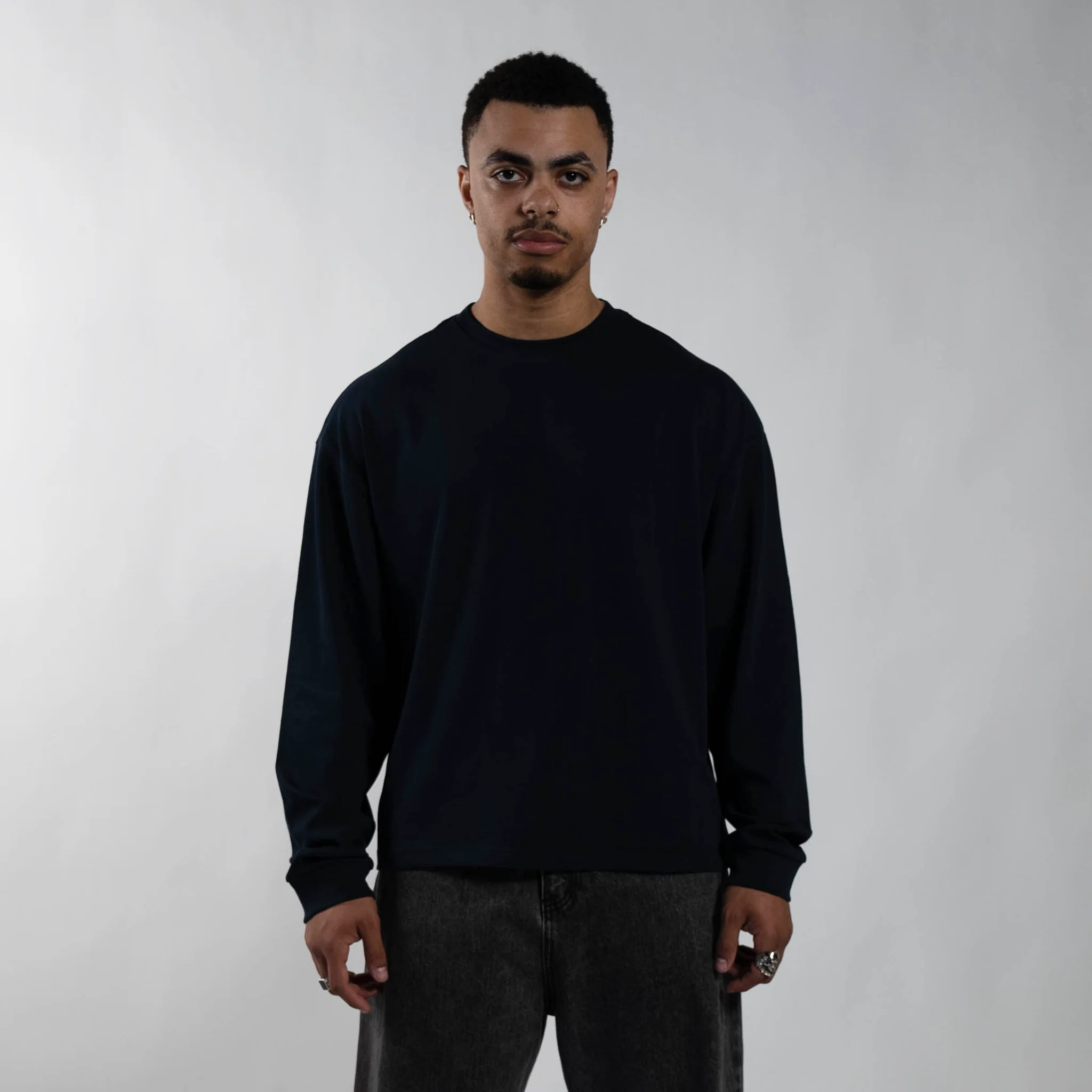300 GSM 'Dark Navy' Long Sleeve Tee - Image 3