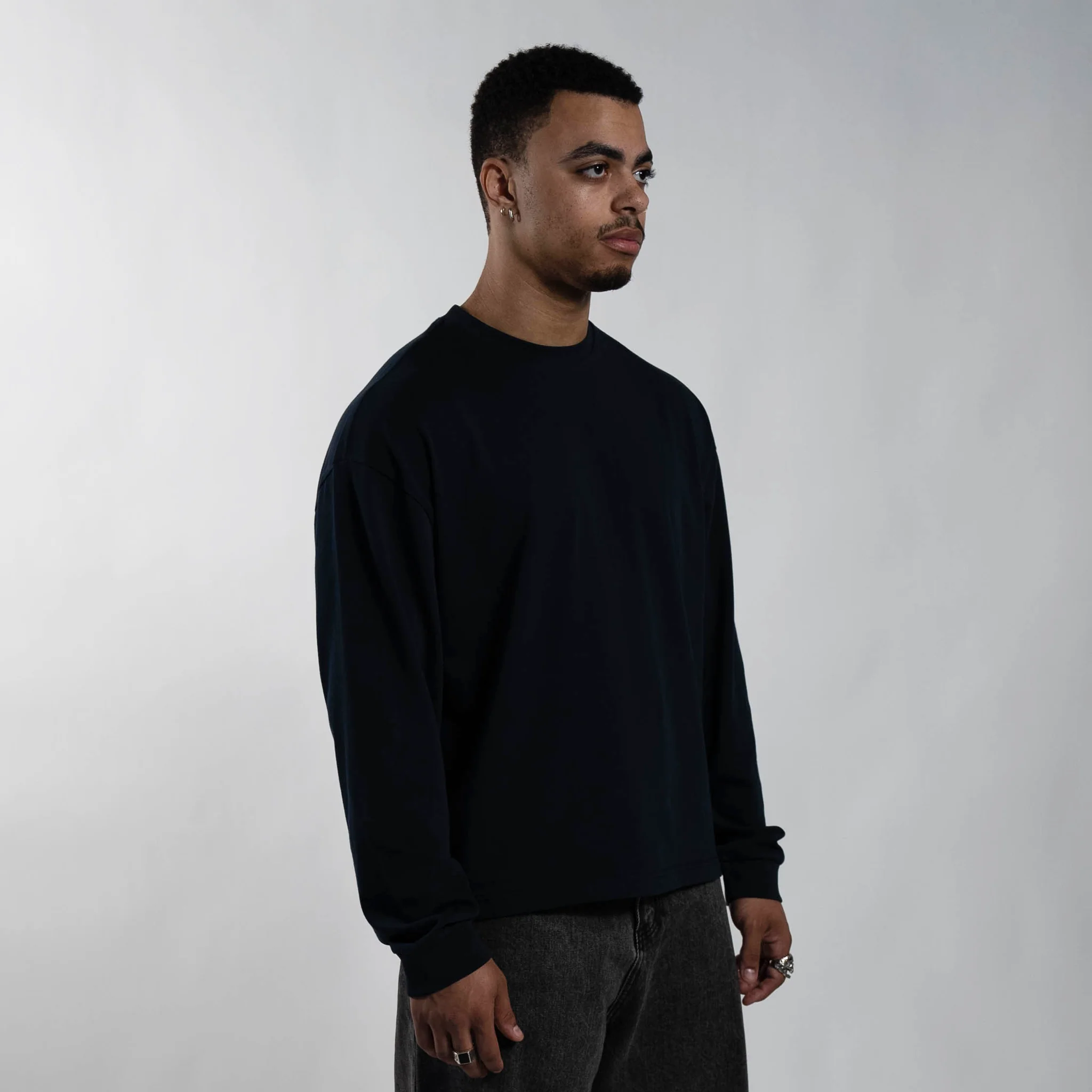 300 GSM 'Dark Navy' Long Sleeve Tee - Image 4