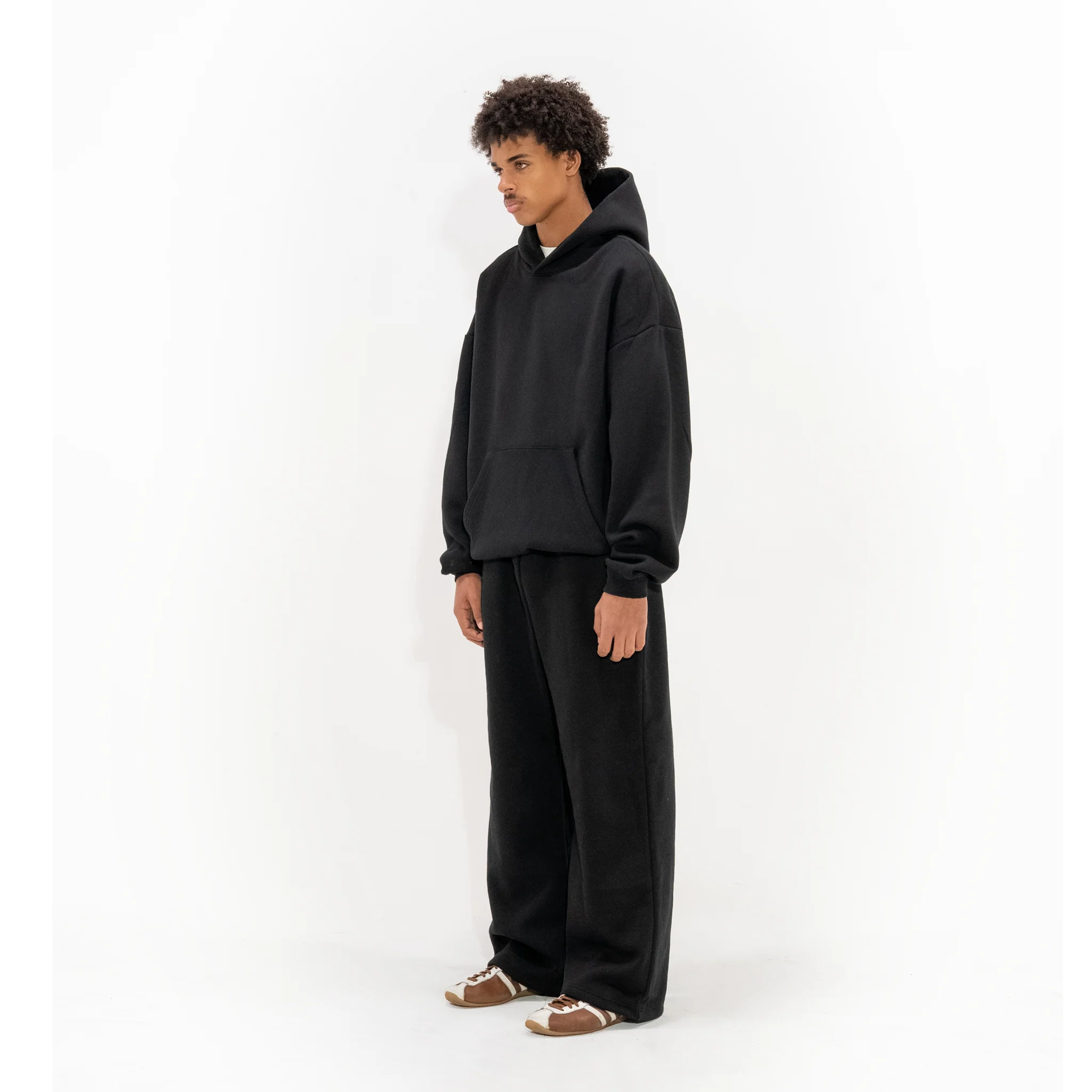 350 GSM 'Black' Fleece Hoodie - Image 4