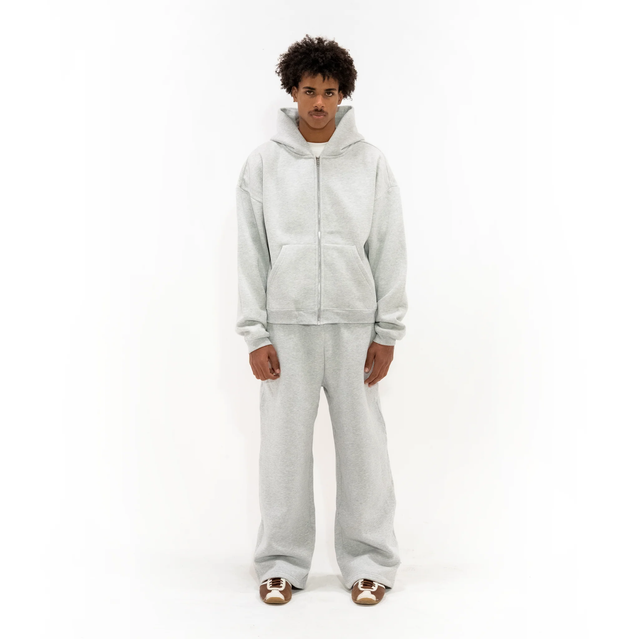 350 GSM 'Heather Grey' Zip-Up Hoodie - Image 4