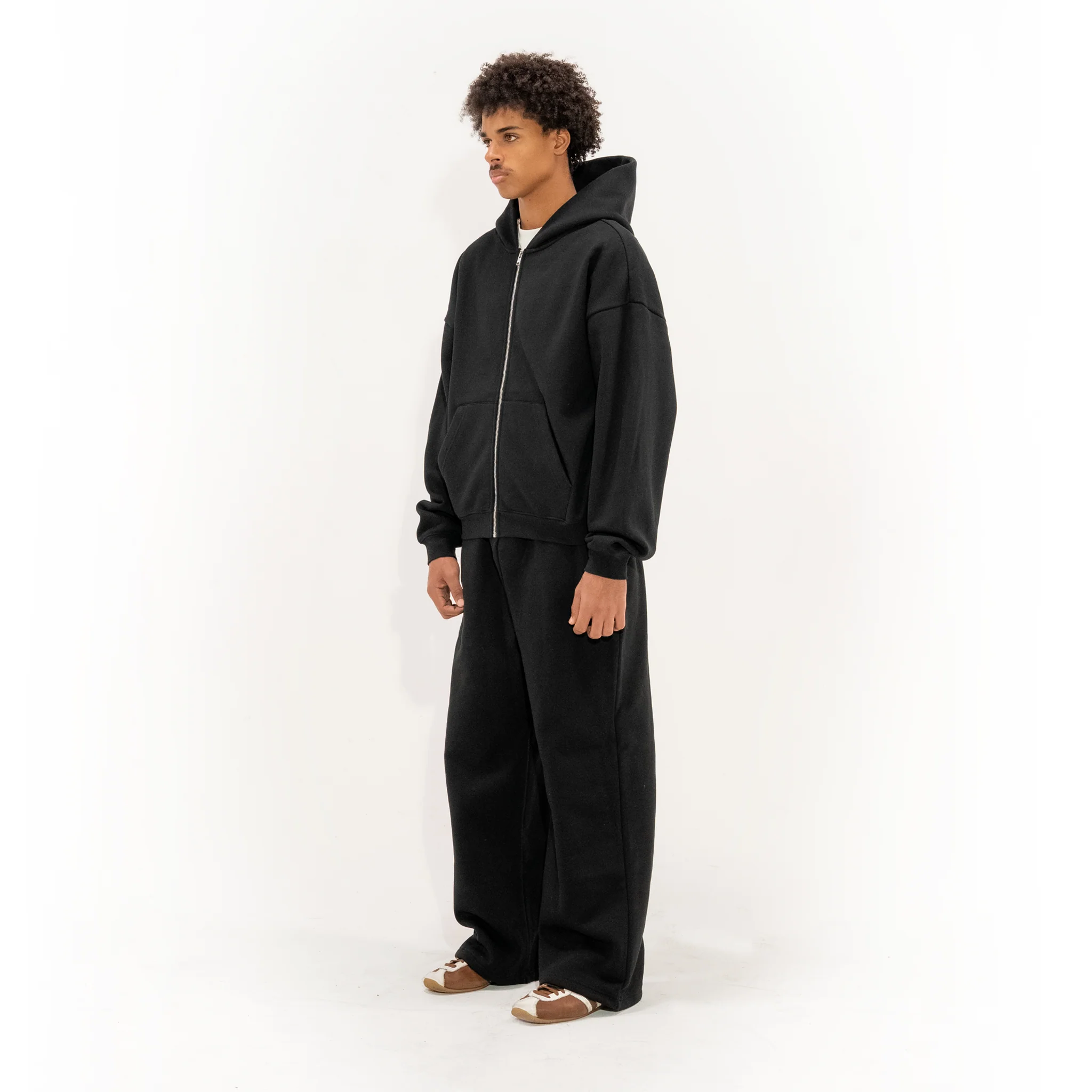 350 GSM 'Black' Zip-Up Hoodie - Image 5