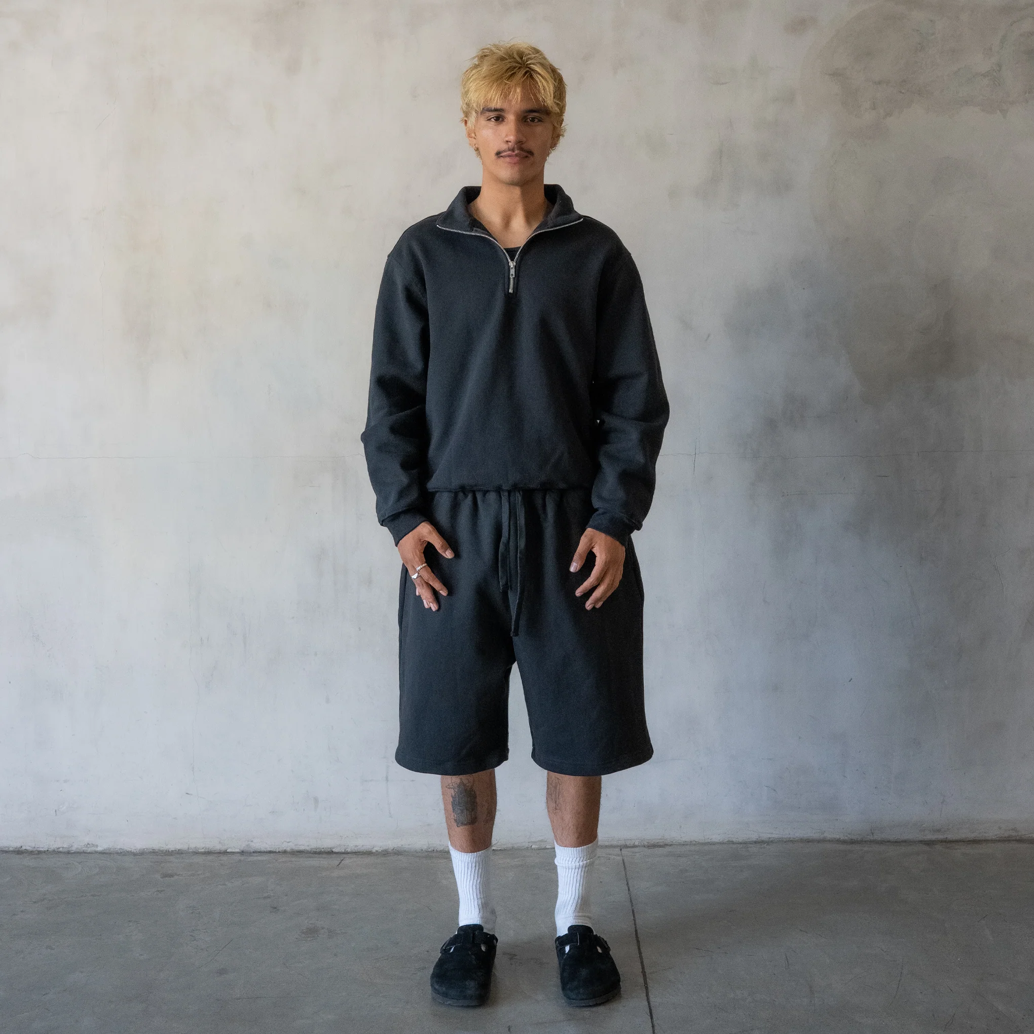 600 GSM 'Black' Quarter Zip Sweatshirt - Image 3