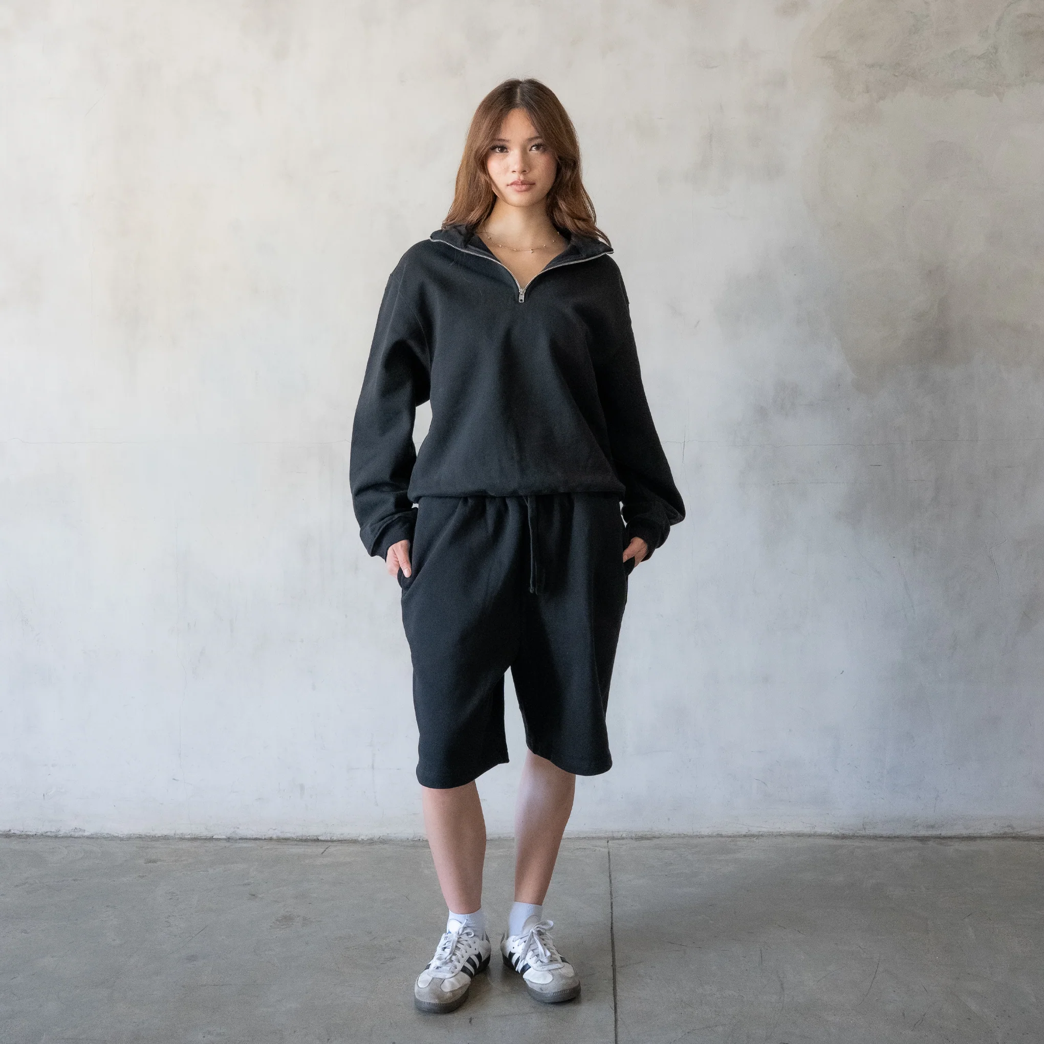 600 GSM 'Black' Quarter Zip Sweatshirt - Image 6