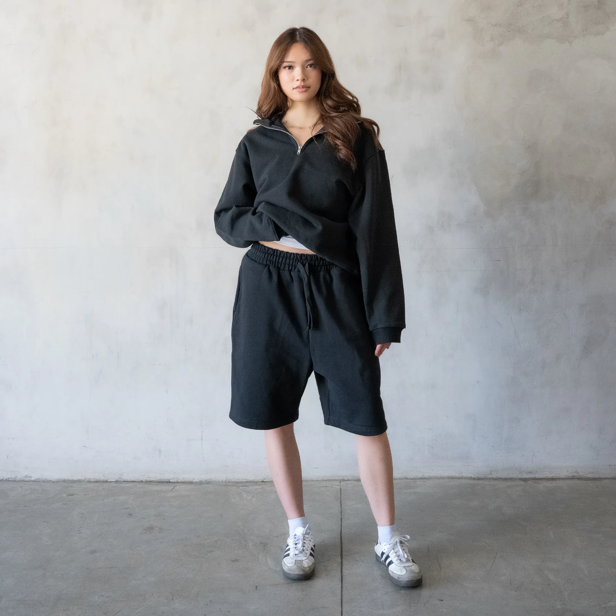 600 GSM 'Black' Quarter Zip Sweatshirt - Image 7
