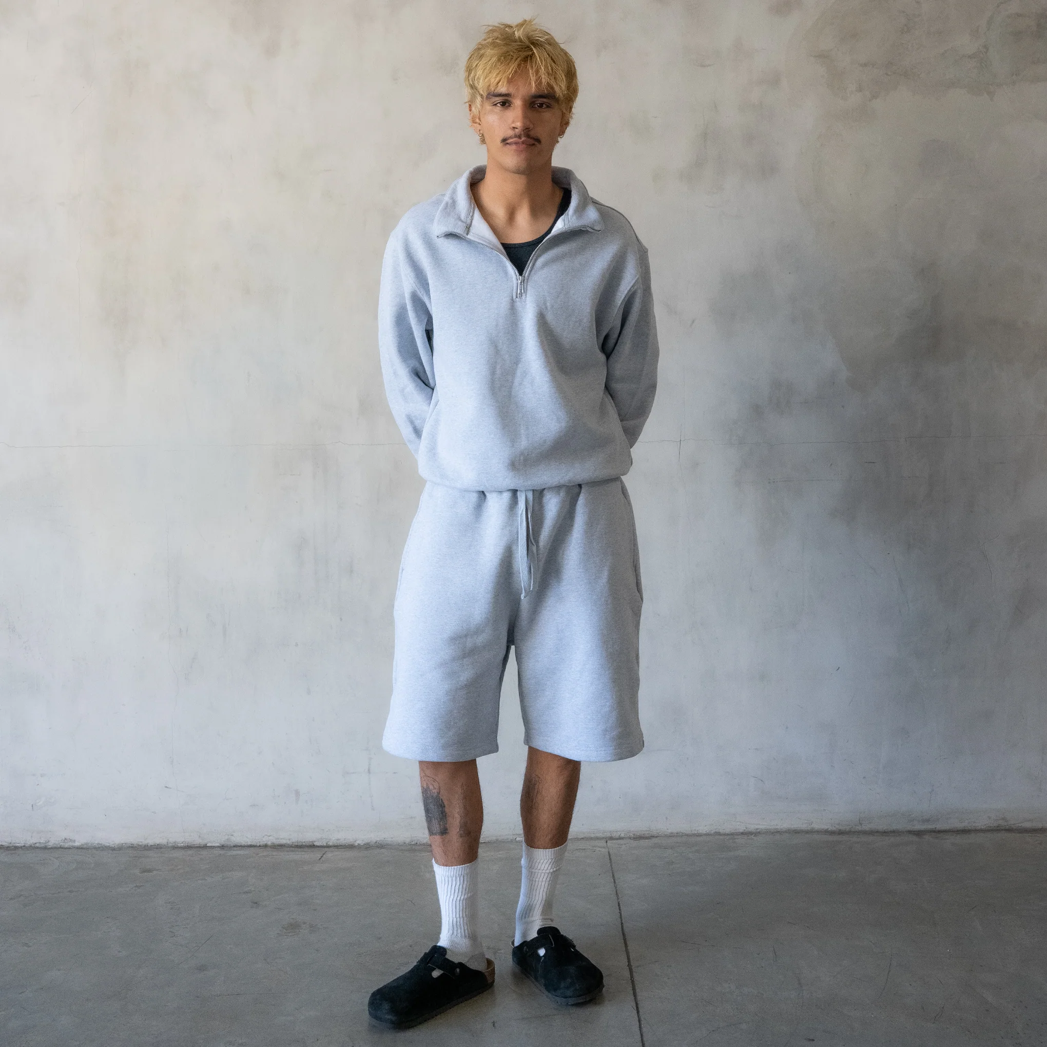 600 GSM 'Heather Grey' Quarter Zip Sweatshirt - Image 6