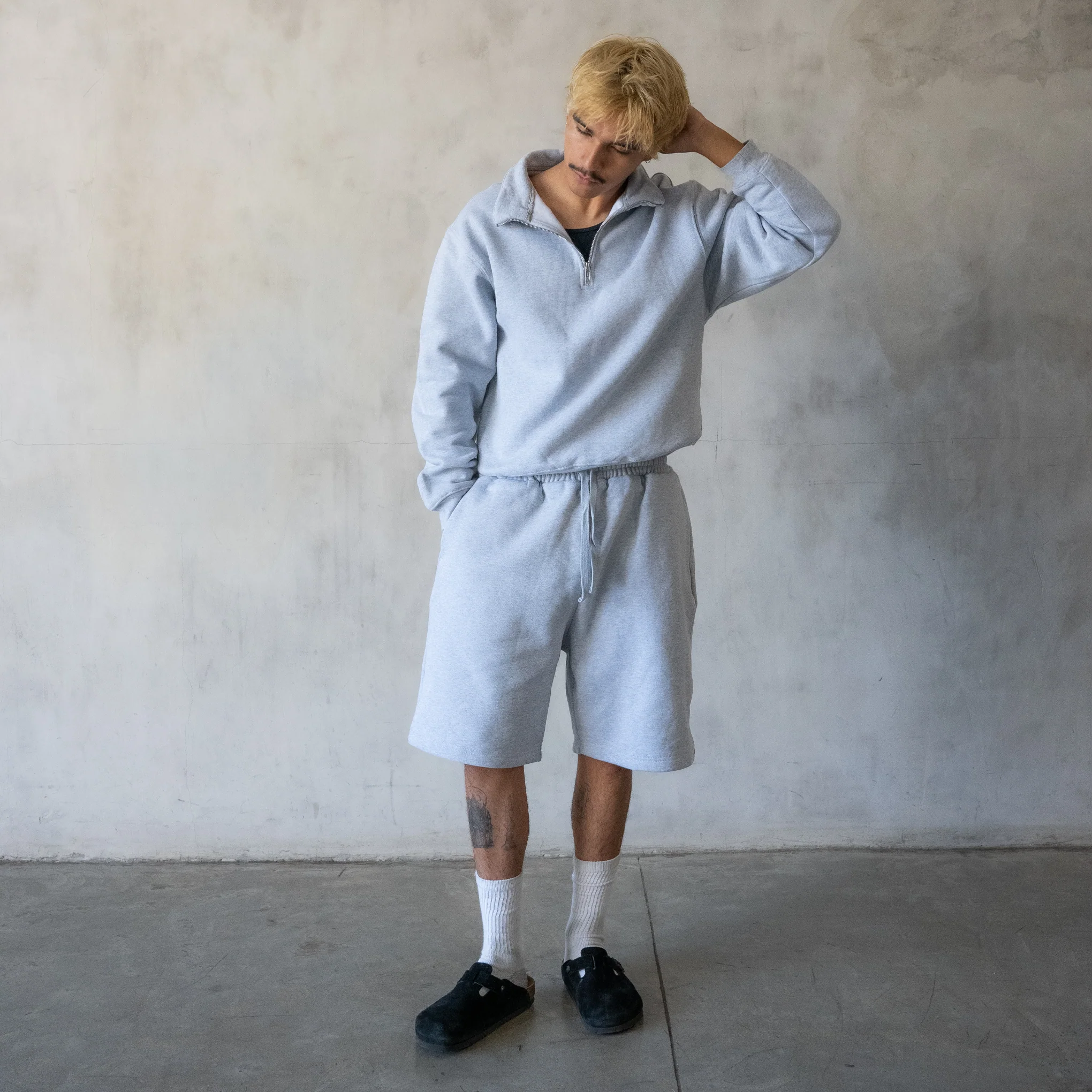 600 GSM 'Heather Grey' Quarter Zip Sweatshirt - Image 7