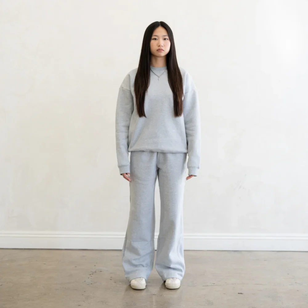 600 GSM 'Heather Grey' Fleece Crewneck - Image 3