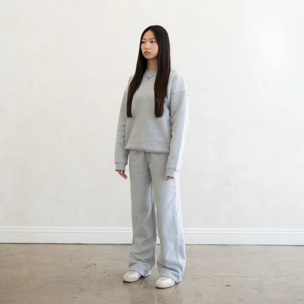 600 GSM 'Heather Grey' Fleece Crewneck - Image 4