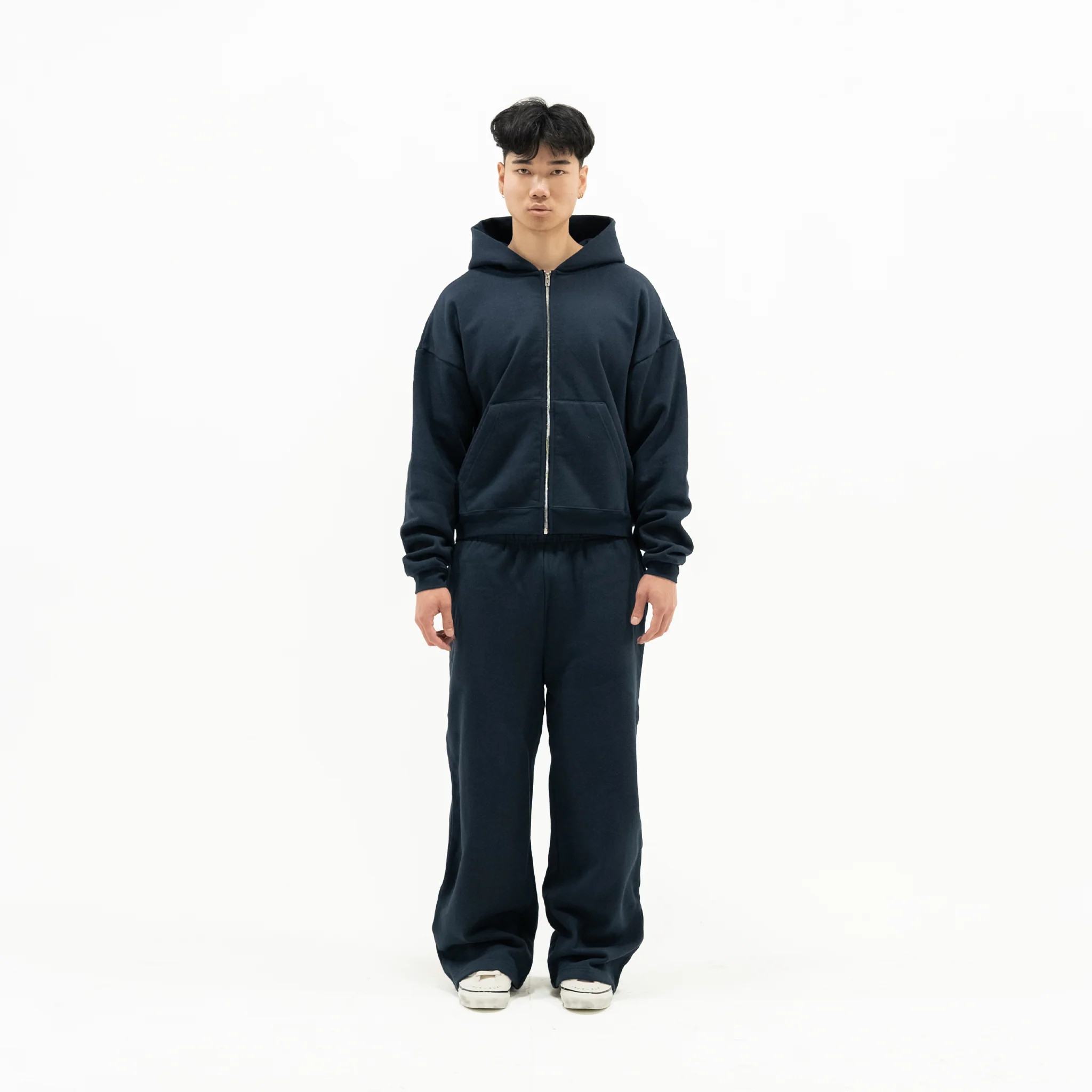 600 GSM 'Dark Navy' Zip-Up Hoodie - Image 3