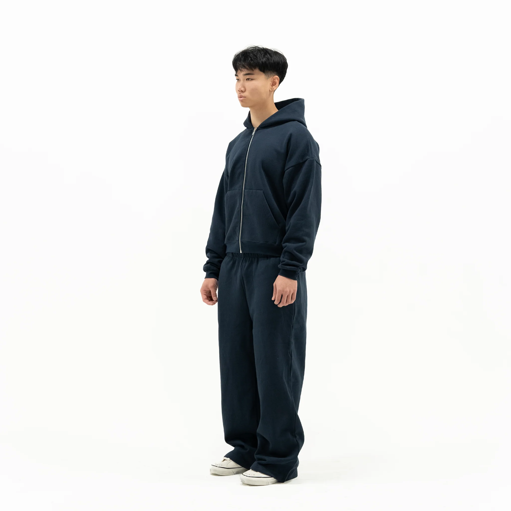 600 GSM 'Dark Navy' Zip-Up Hoodie - Image 4