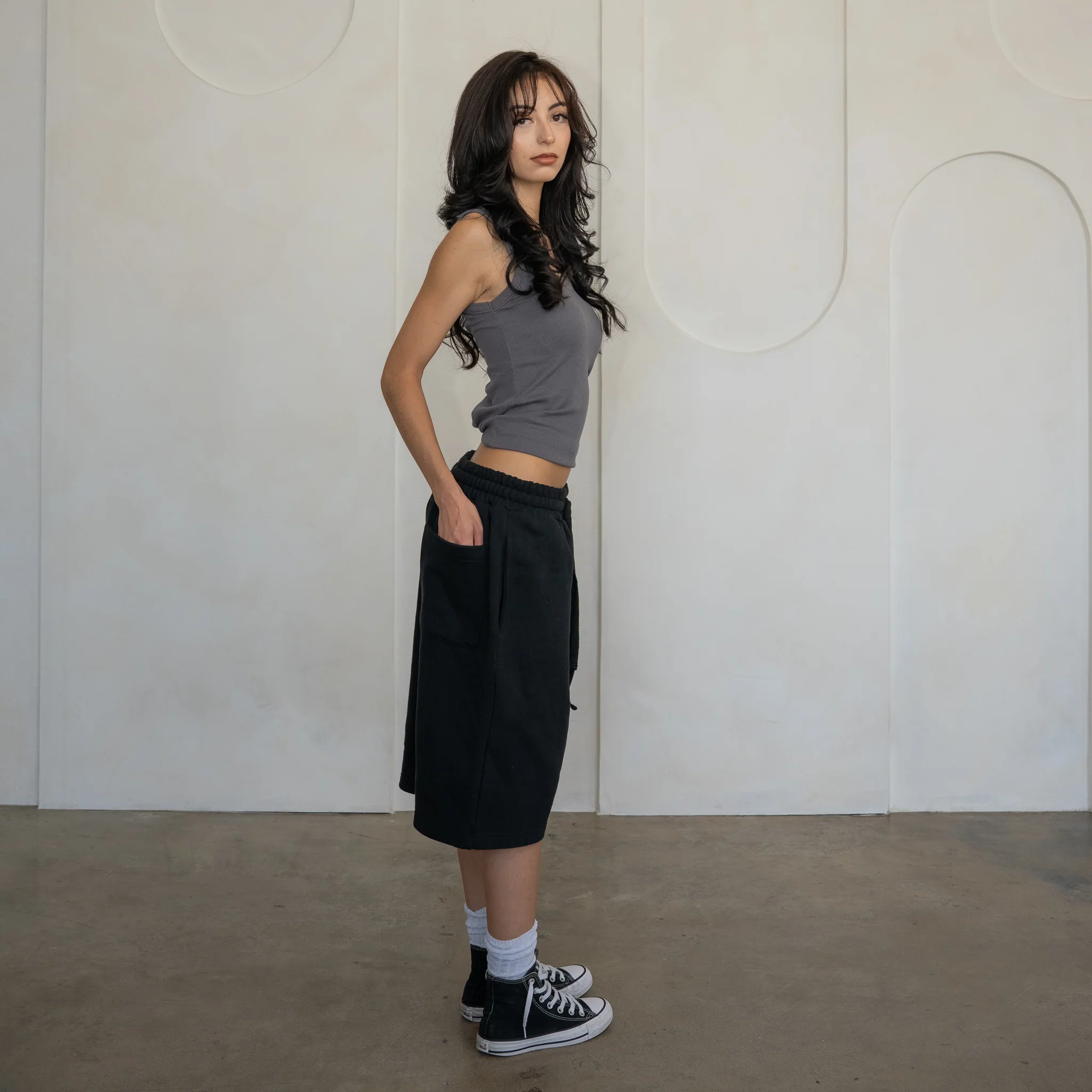 'Black' Baggy Sweat Shorts - Image 7