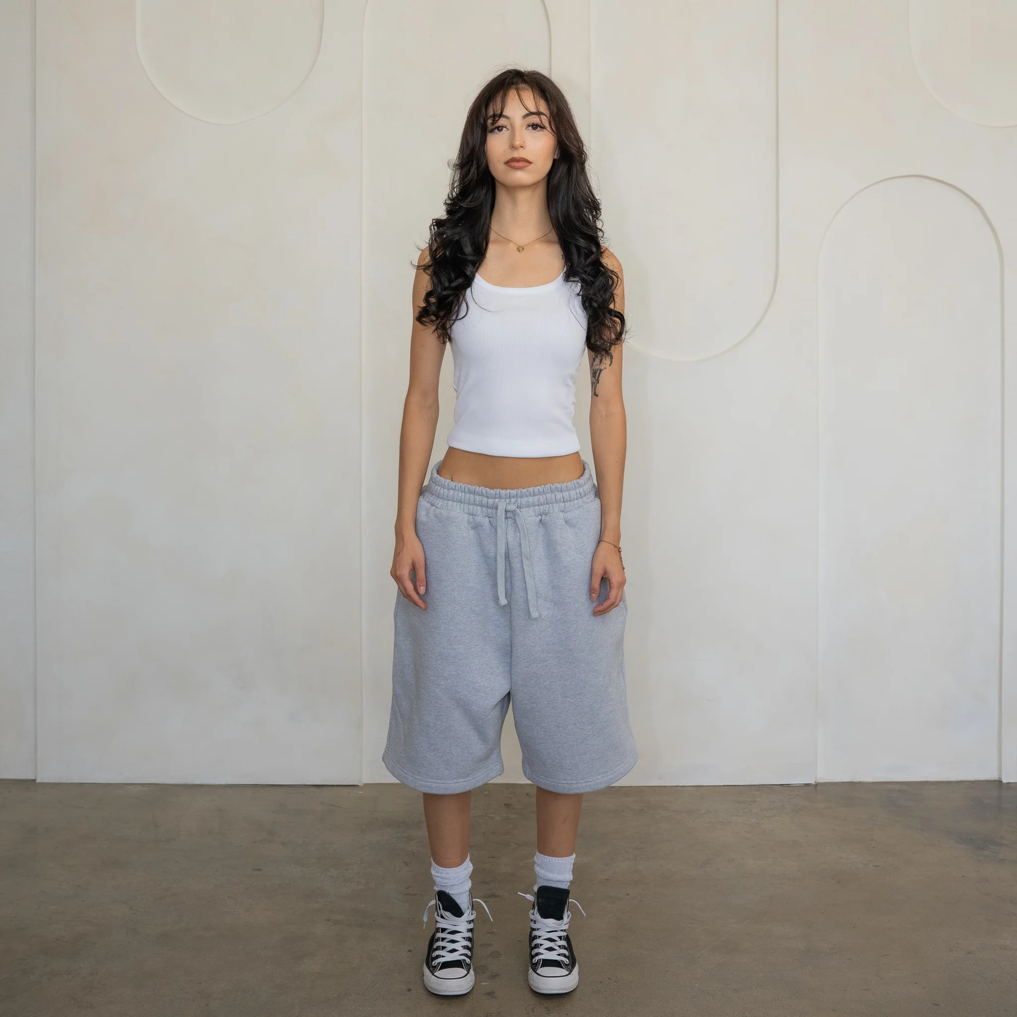 'Heather Grey' Baggy Sweat Shorts - Image 3