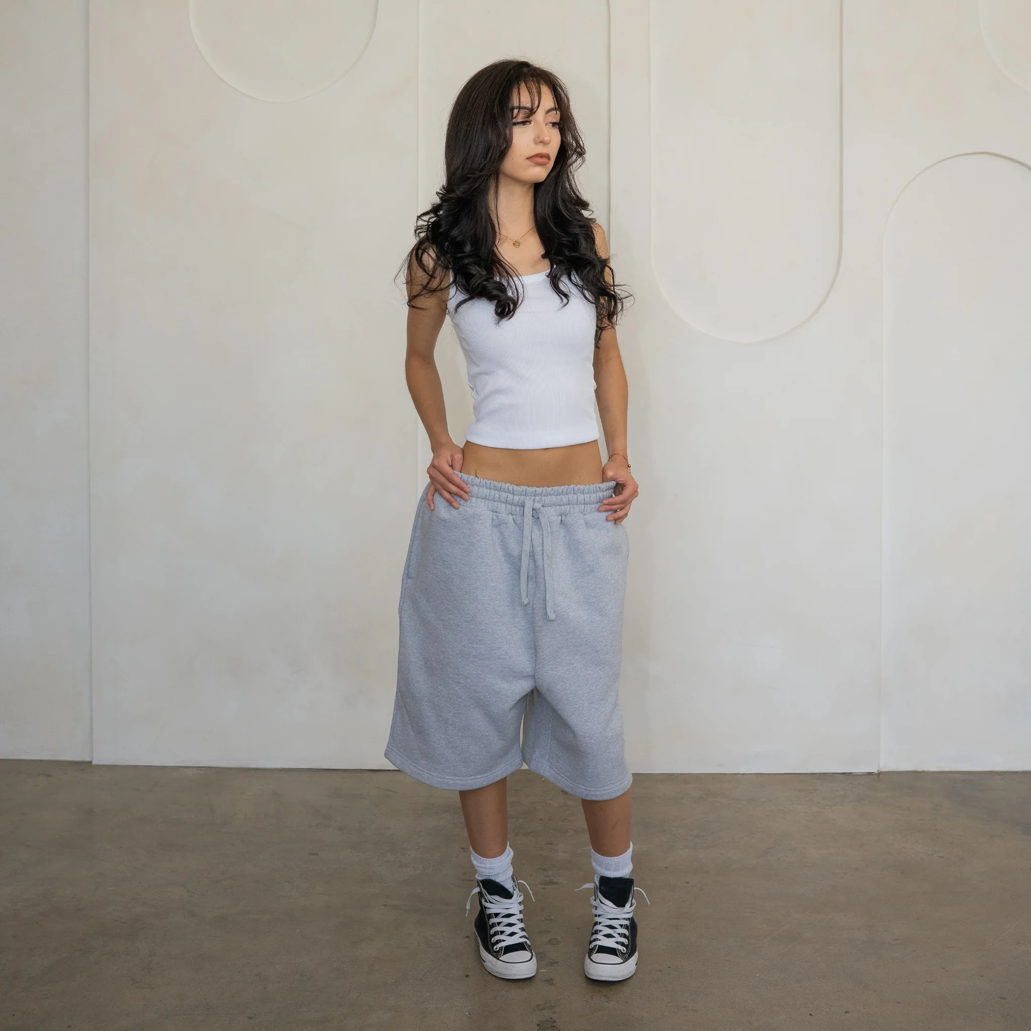 'Heather Grey' Baggy Sweat Shorts - Image 4