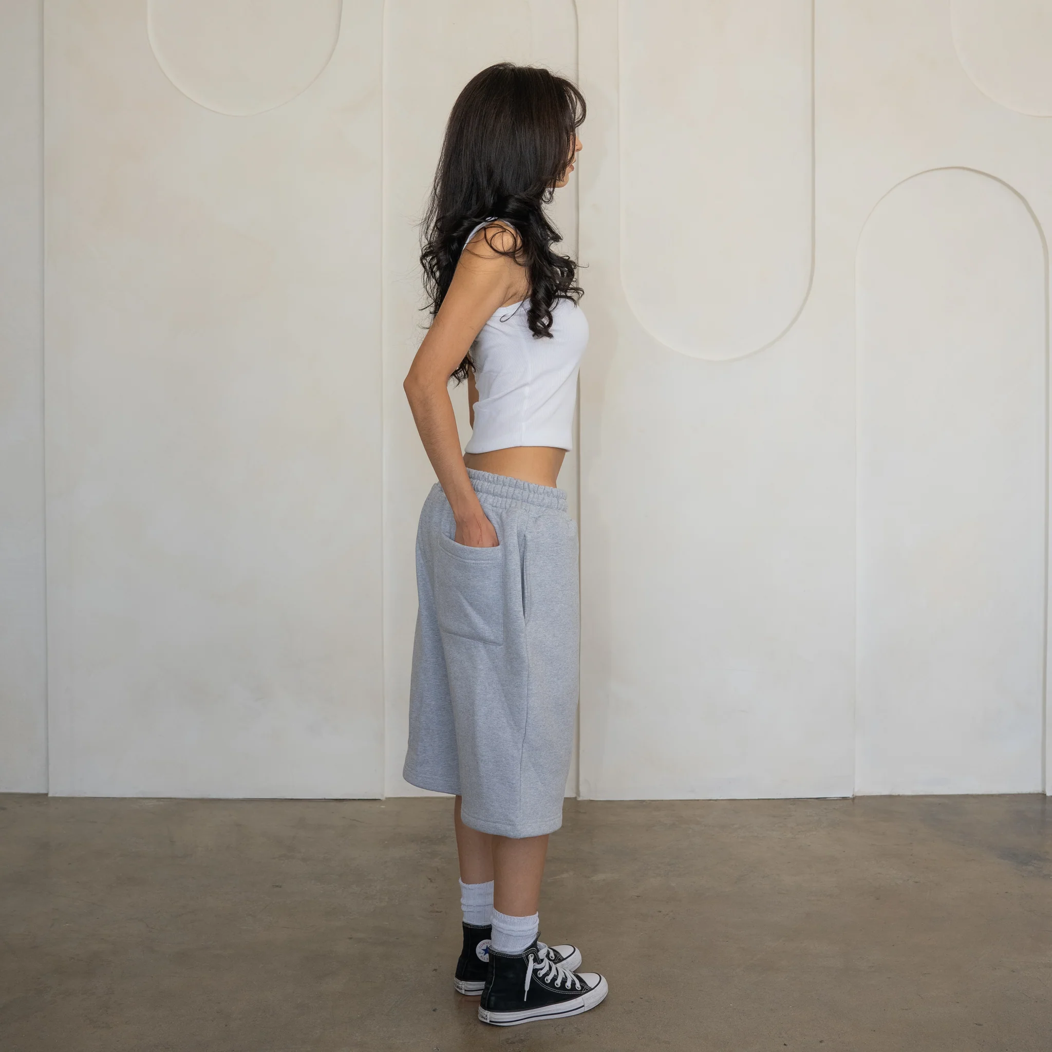 'Heather Grey' Baggy Sweat Shorts - Image 5