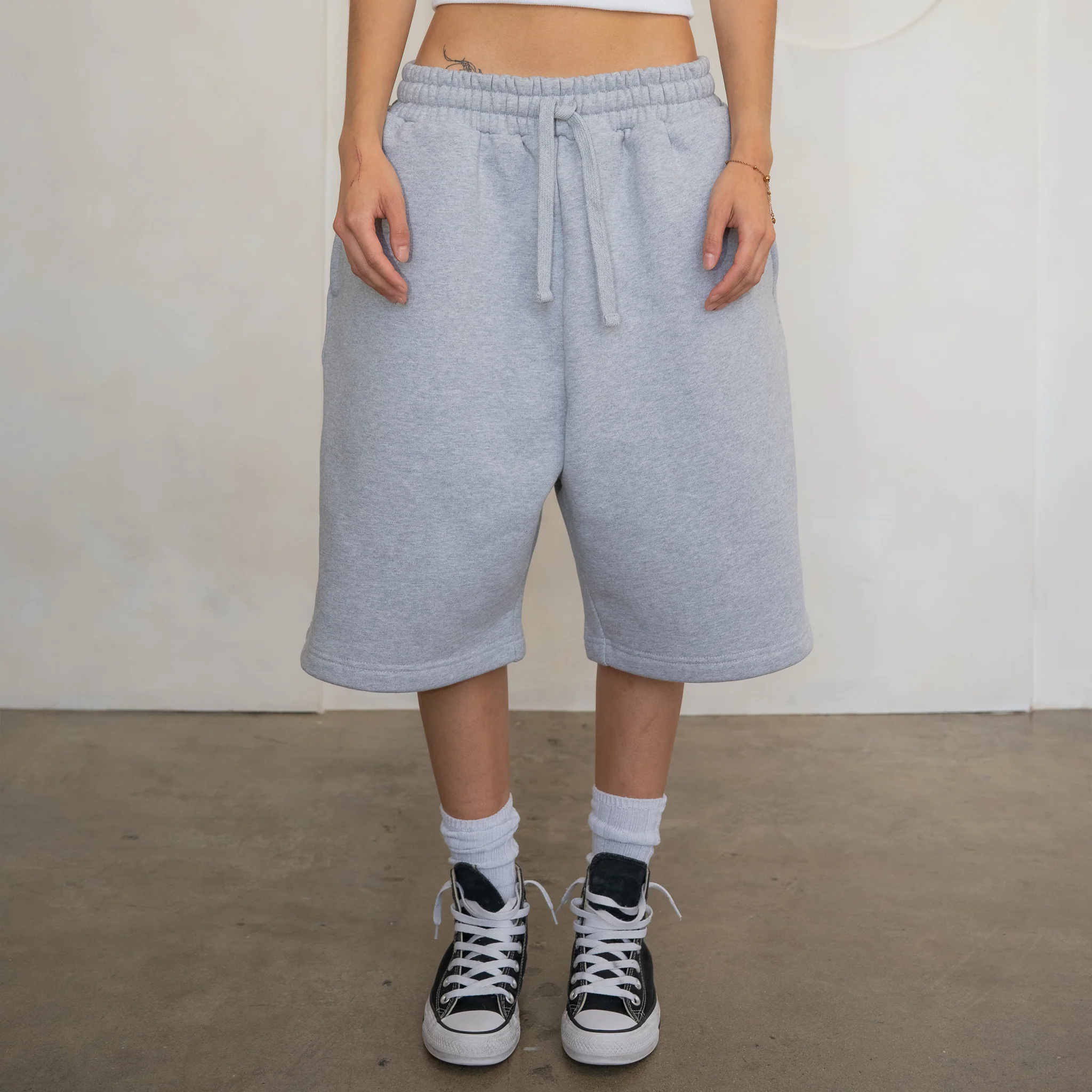 'Heather Grey' Baggy Sweat Shorts - Image 6