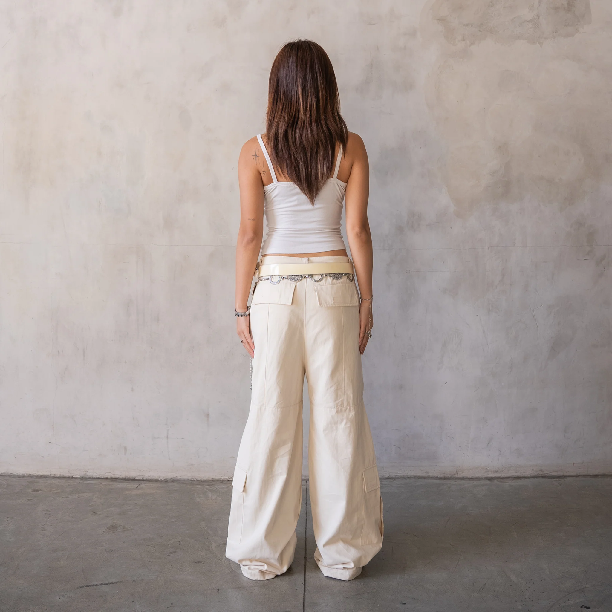 'Payload' Flared Cargos (Cream) - Image 6