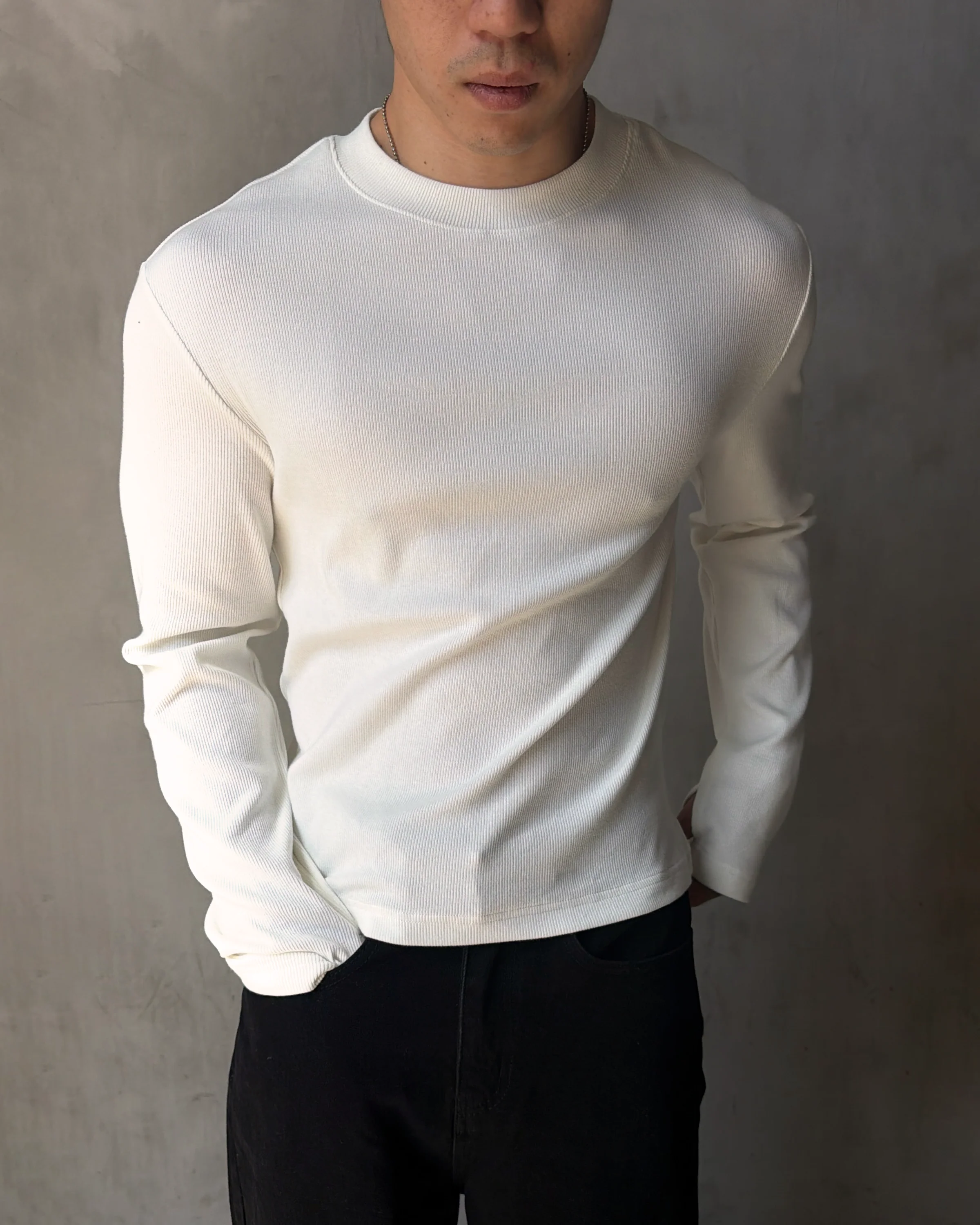 'Tandem' Cream Ribbed Long sleeve - Image 2